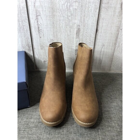 Universal Thread Womens Boots Size 11 Cognac Brown Linda Ankle Bootie Slip On - Picture 5 of 8